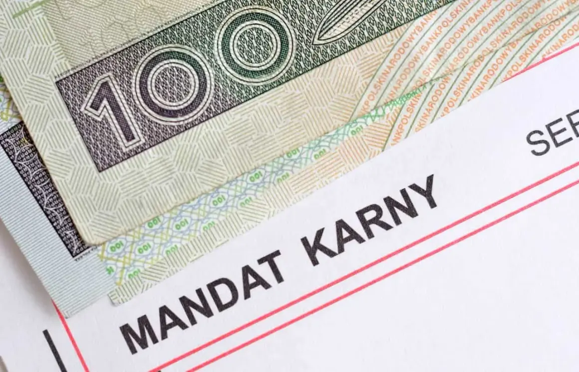 Polskie banknoty i dokument "Mandat Karny" sugerują, że może chodzić o taryfikator mandatów Niemcy, ale to polskie pieniądze.
