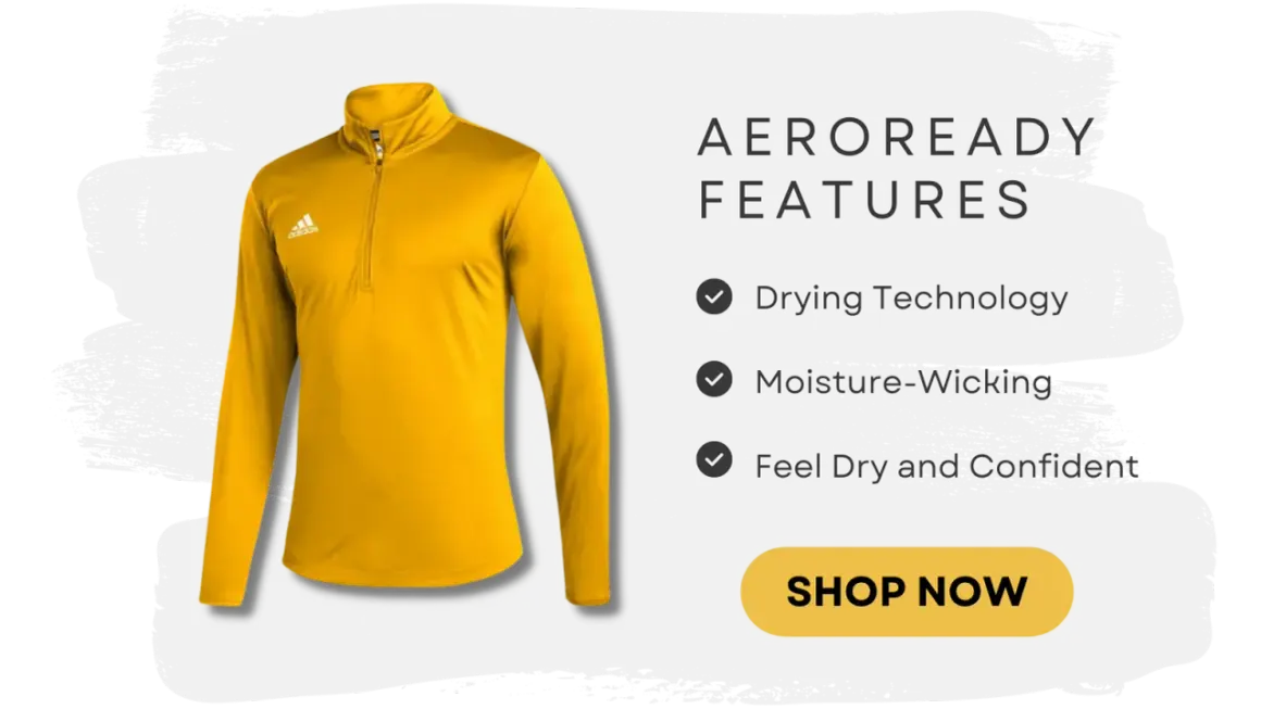 Żółty dres adidas z technologią AEROREADY. Szybko schnie i odprowadza wilgoć, zapewniając komfort.