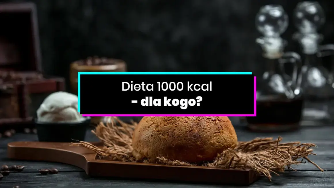 Chleb i lody na drewnianej desce. Napis: Dieta 1000 kcal - dla kogo?