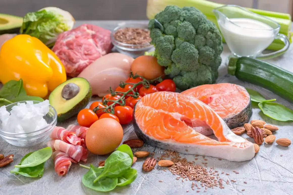 Składniki na dietę na stawy: łosoś, kurczak, wołowina, jajka, awokado, brokuły, pomidorki, papryka, szpinak, orzechy, siemię lniane, olej kokosowy, śmietana, cukinia, seler.