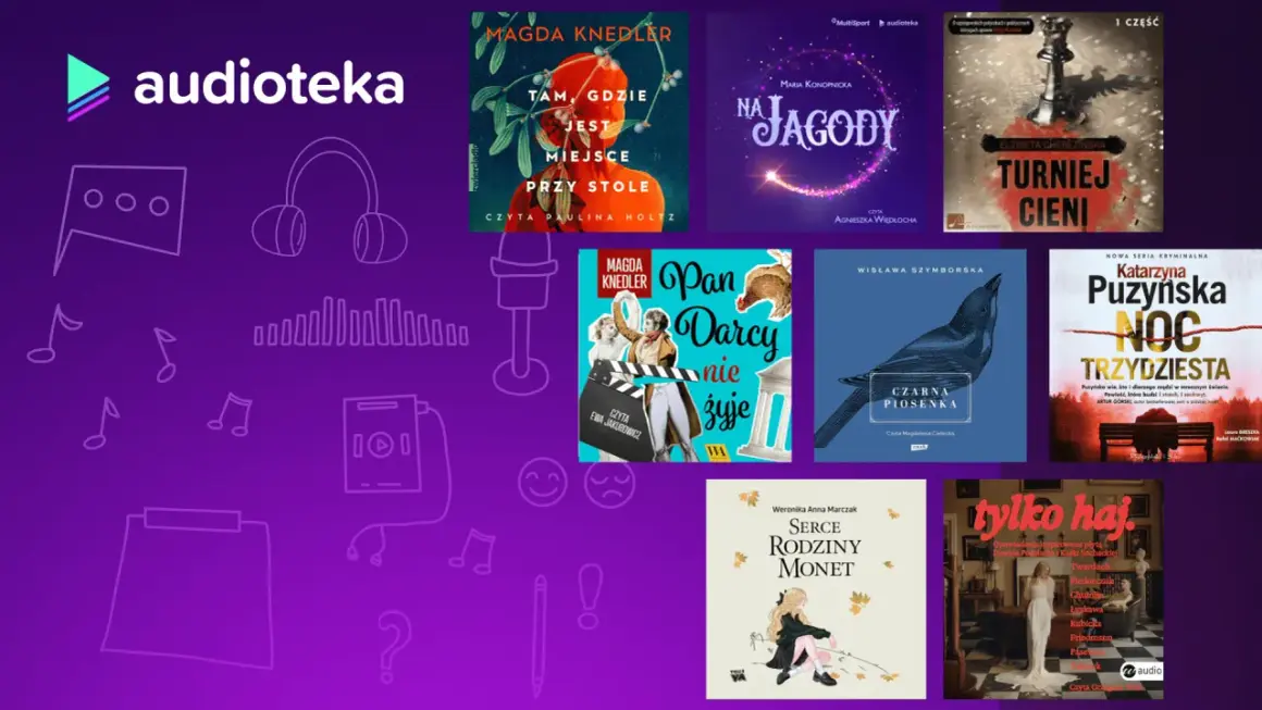 Kolekcja audiobooków polskich pisarek: Magda Knedler, Maria Konopnicka, Elżbieta Cherezińska, Wisława Szymborska, Katarzyna Puzyńska, Weronika Anna Marczak.