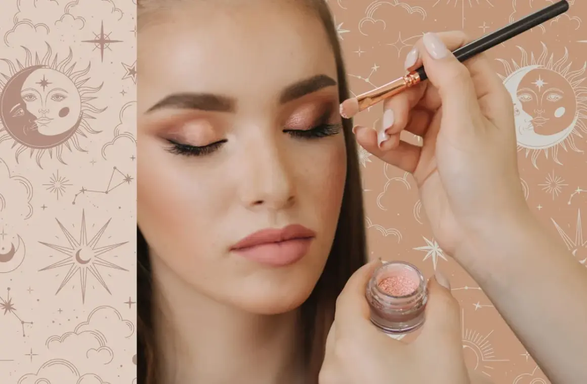 Guida per imparare come fare un make up perfetto: applicazione di ombretto scintillante con pennello su un occhio di una modella.