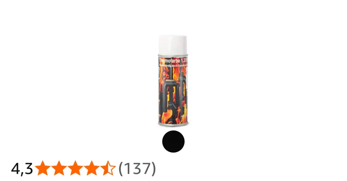 Dose mit hitzebeständigem Ofenlack, ideal zum Einbrennen für Öfen und Kamine. Schwarze Farbe.
