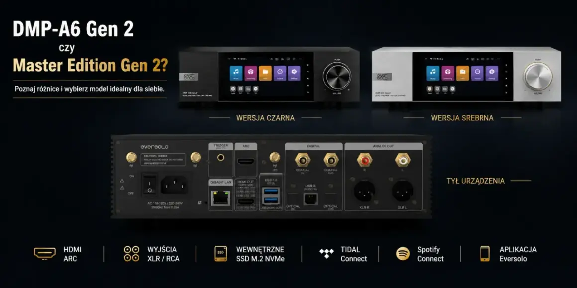 Eversolo DMP-A6 Gen 2 i Master Edition Gen 2: porównanie. Poznaj możliwości PCM i wybierz idealne urządzenie.