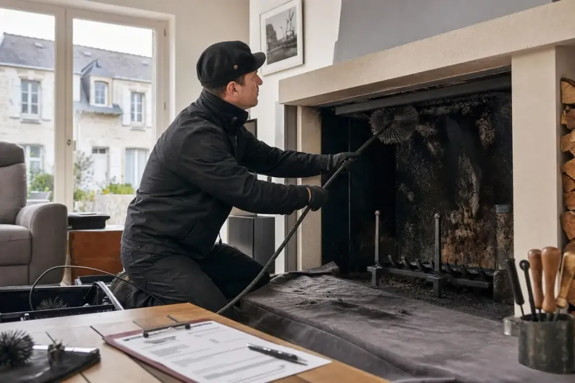 Un ramoneur nettoie une cheminée. Même si elle n'est pas utilisée, il est important de savoir si on doit ramoner une cheminée non utilisée pour éviter les risques.
