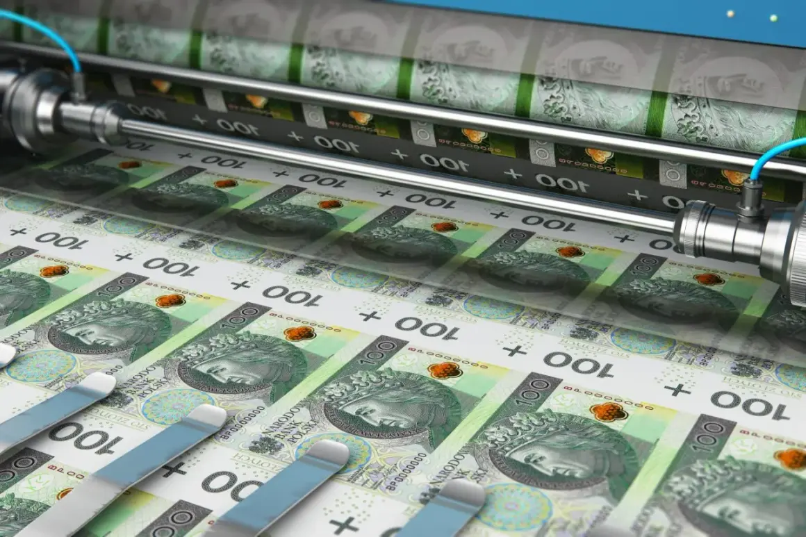 Maszyna drukarska wytwarza banknoty 100 zł. Każdy z nich to potencjalny numer IBAN, który może trafić do obiegu.