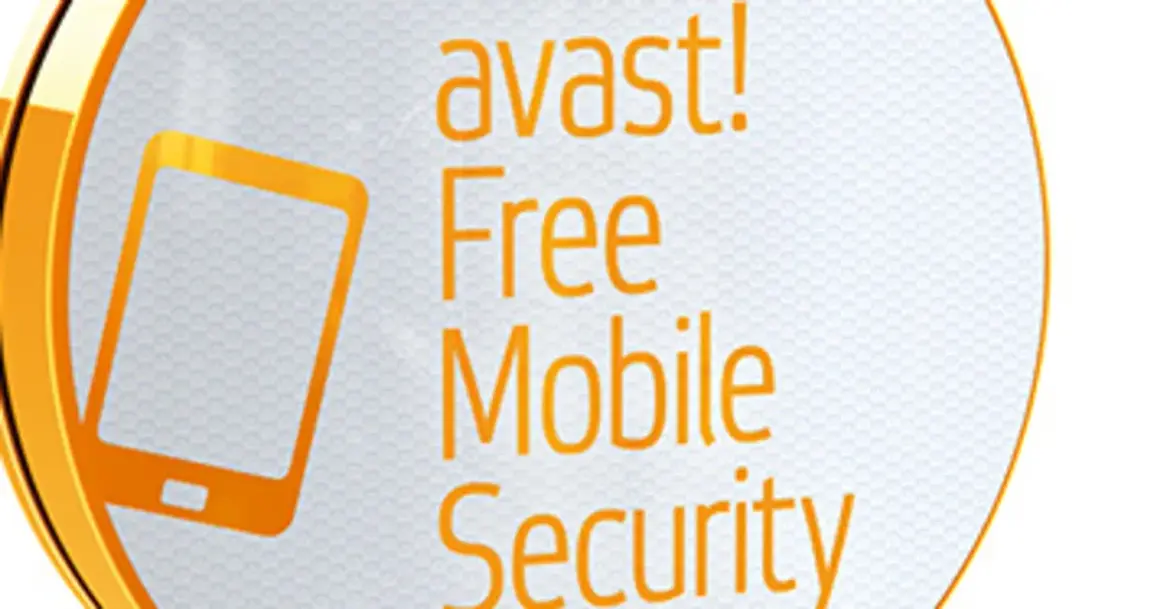 Pomarańczowy symbol telefonu i napis "avast! Free Mobile Security" na białym tle.