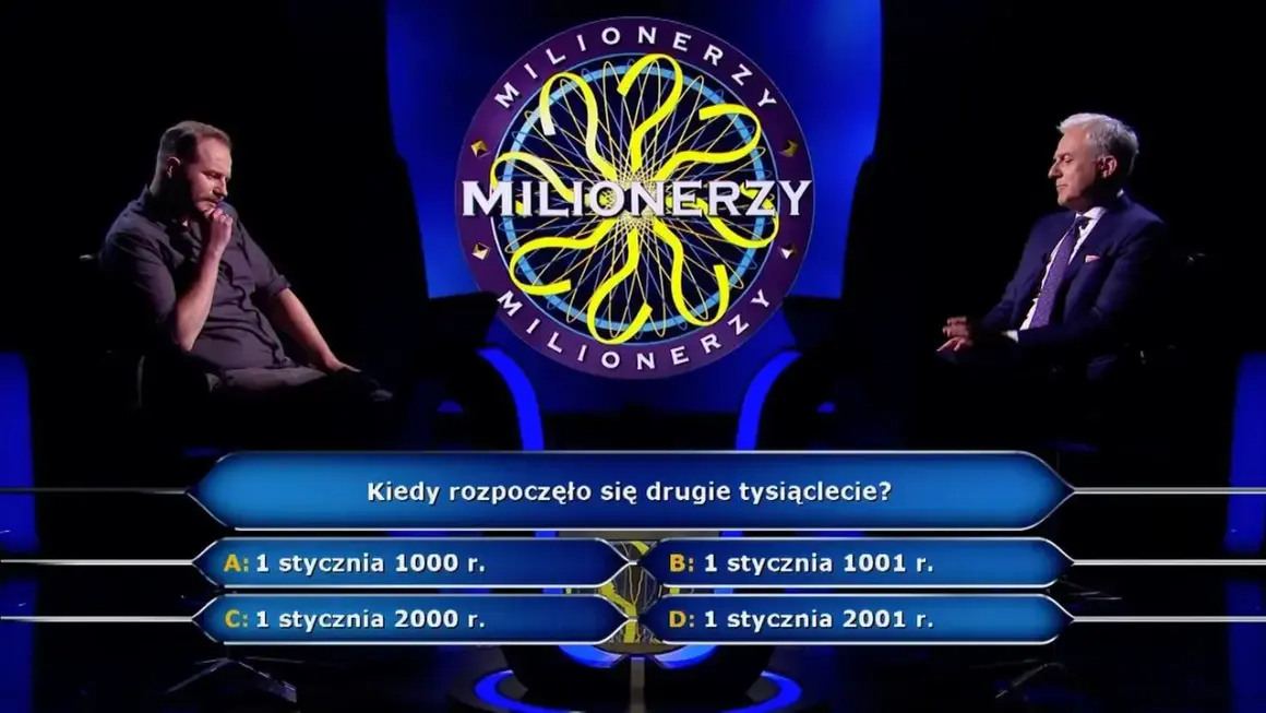 Milionerzy: Kiedy rozpoczęło się drugie tysiąclecie - zaskakująca odpowiedź