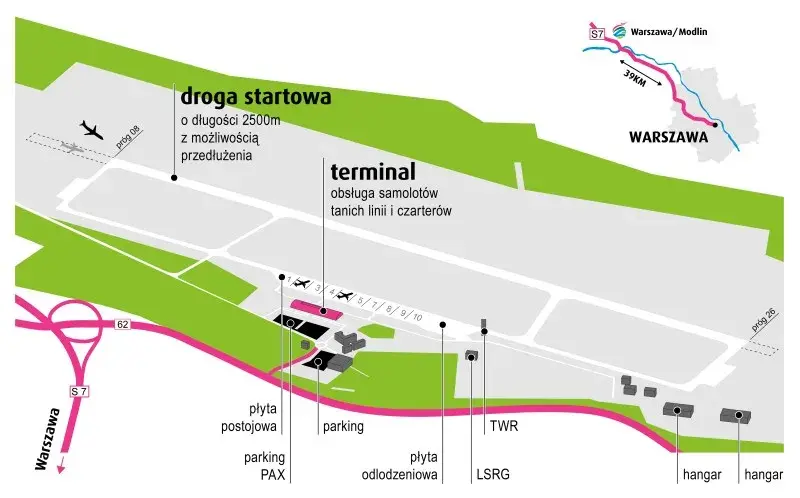 Gdzie jest lotnisko w Modlinie? Sprawdź, jak szybko tam dojechać!