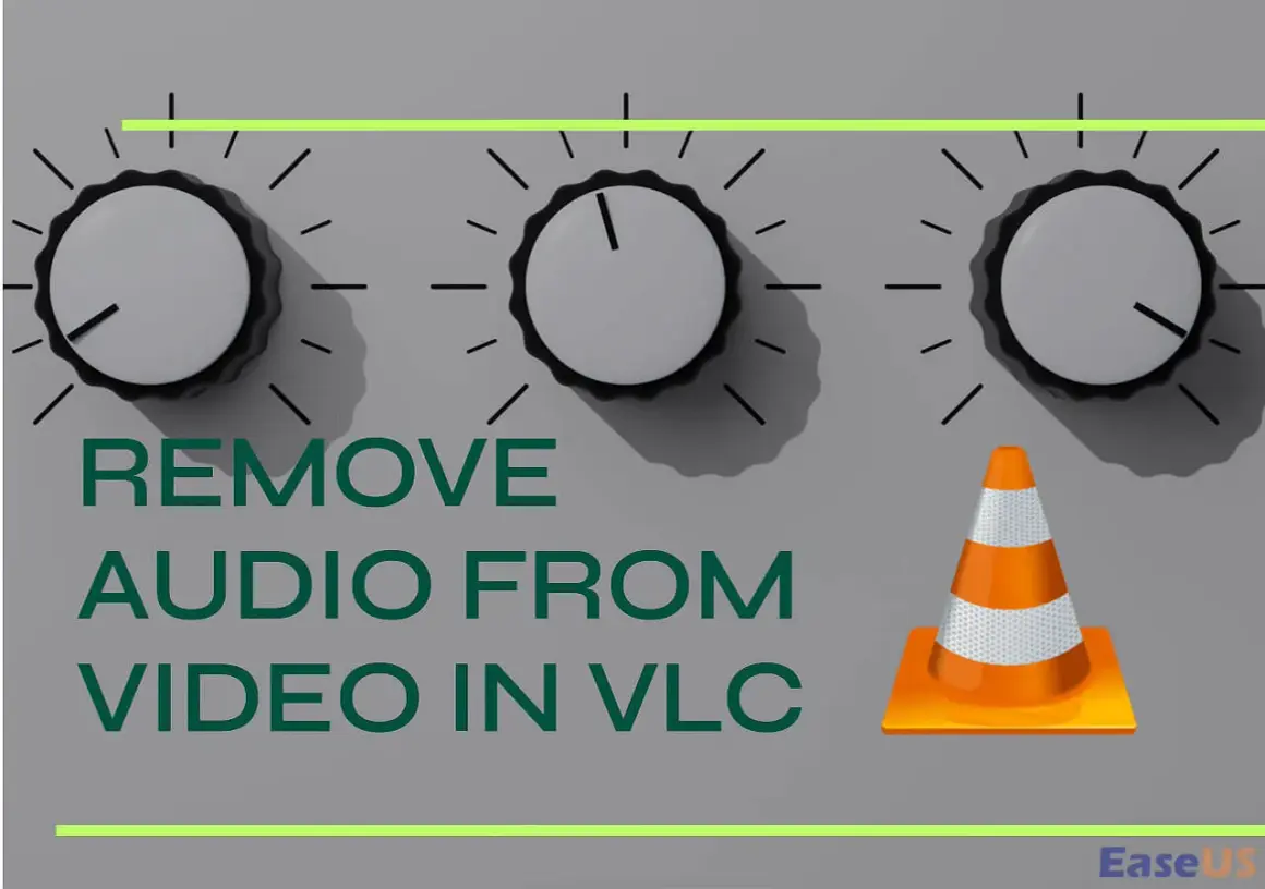Three knobs and a traffic cone graphic illustrate how to vlc convert to mp4 no audio.