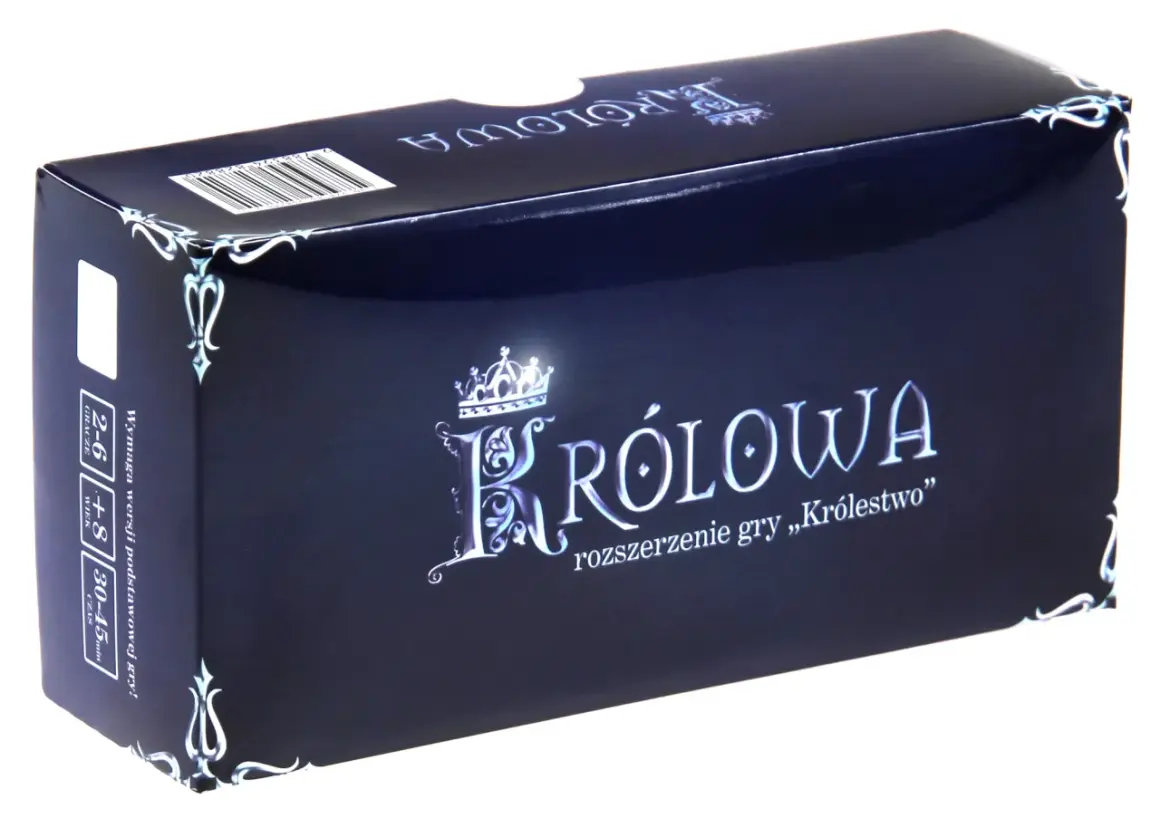 Pudełko gry planszowej "Królowa", rozszerzenie do gry "Królestwo". Gra dla 2-6 graczy, od 8 lat, czas gry 30-45 minut.