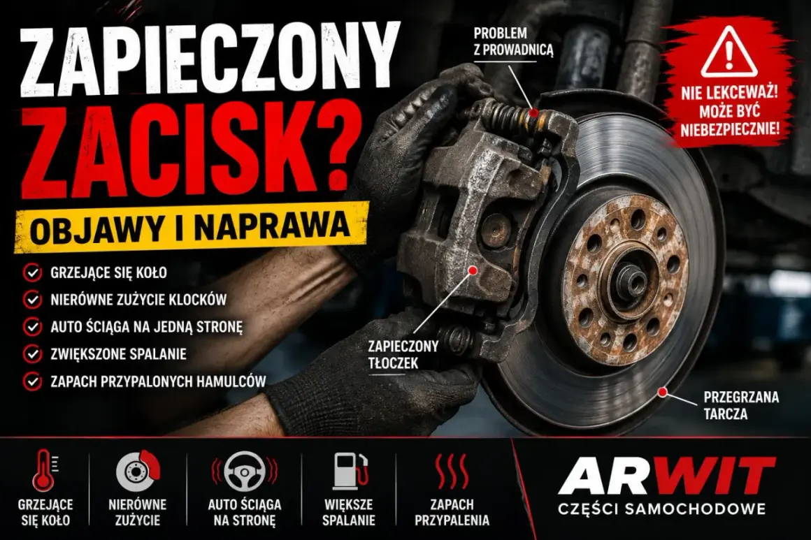 Zapieczony zacisk hamulcowy, objawy i naprawa. Problem z prowadnicą i tłoczek. Nie lekceważ!