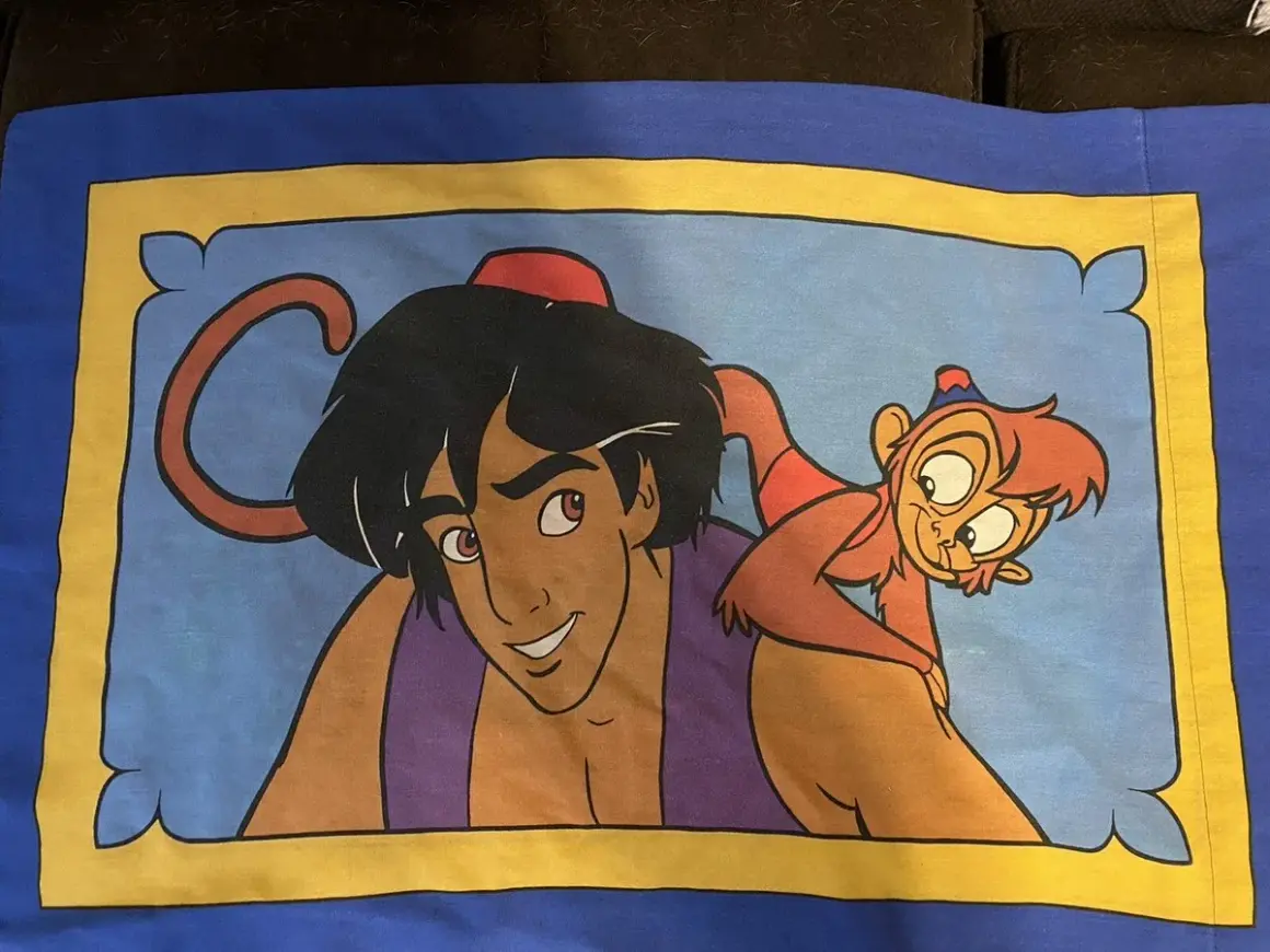 Aladyn i Abu na tle magicznego dywanu. Idealny strój alladyna dla dorosłych na bal przebierańców.