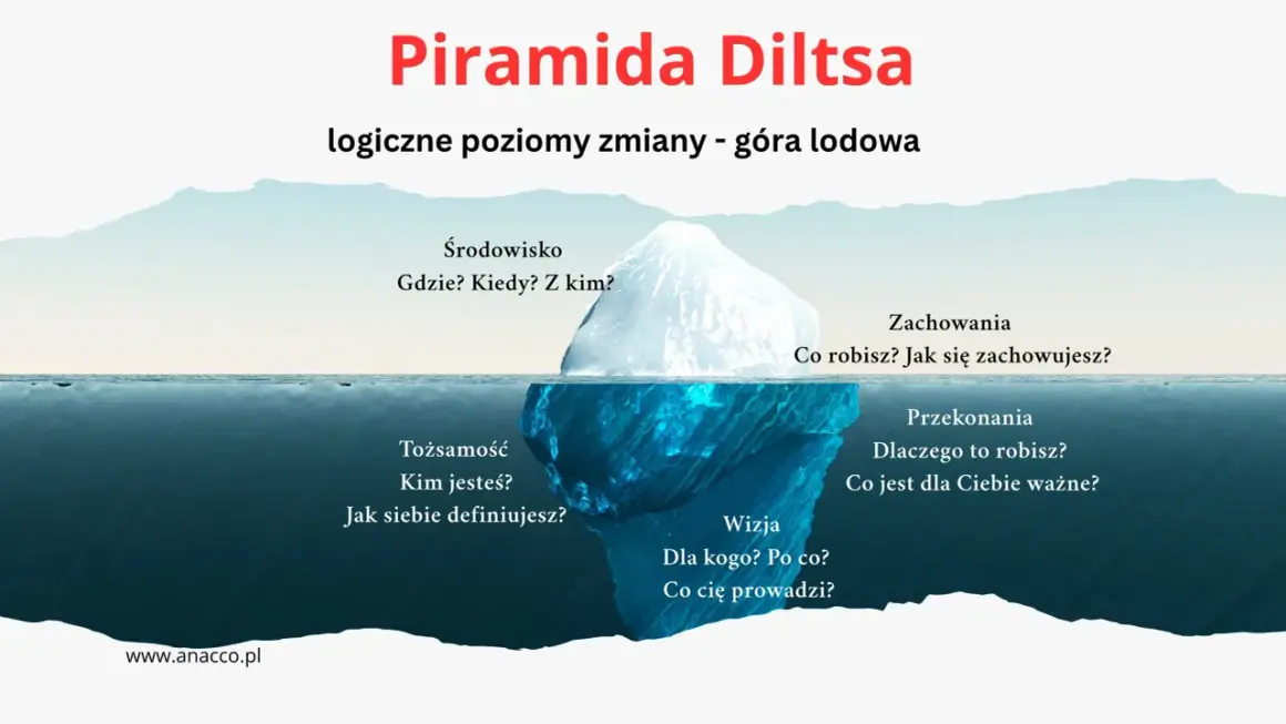 Piramida Diltsa jako góra lodowa: środowisko, zachowania, przekonania, wizja i tożsamość.