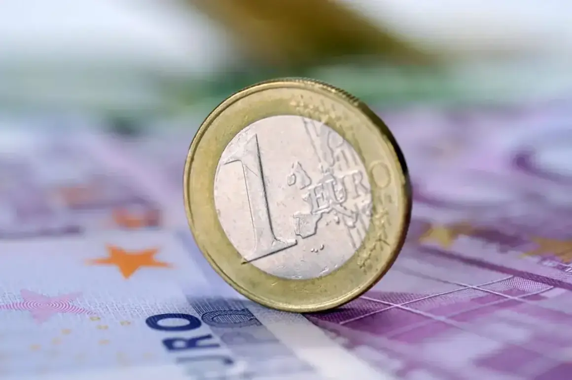 Moneta euro na fioletowym banknocie. Teneryfa waluta to euro, idealna na wakacje.