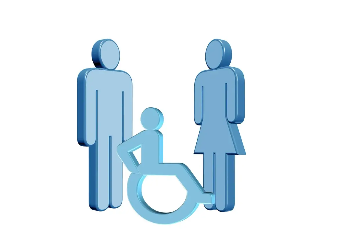 Familie mit Rollstuhl-Symbol. Informationen zu schwerbehindertenausweis krankheiten tabelle.