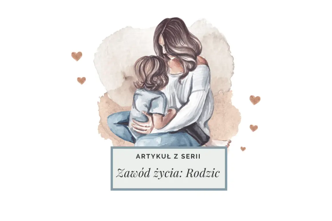 Czułe objęcie matki i dziecka. Ilustracja podkreśla, jak ważna jest rola matki w życiu dziecka, dając mu poczucie bezpieczeństwa i miłości.