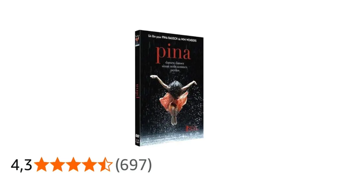 Copertina del film "Pina" di Wim Wenders, un tributo alla coreografa Pina Bausch. La ballerina danza sotto la pioggia.
