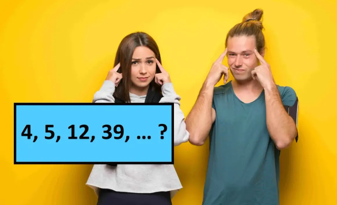 Para zamyślona nad zagadką matematyczną: 4, 5, 12, 39, ...? Jaki będzie następny element tego ciągu?