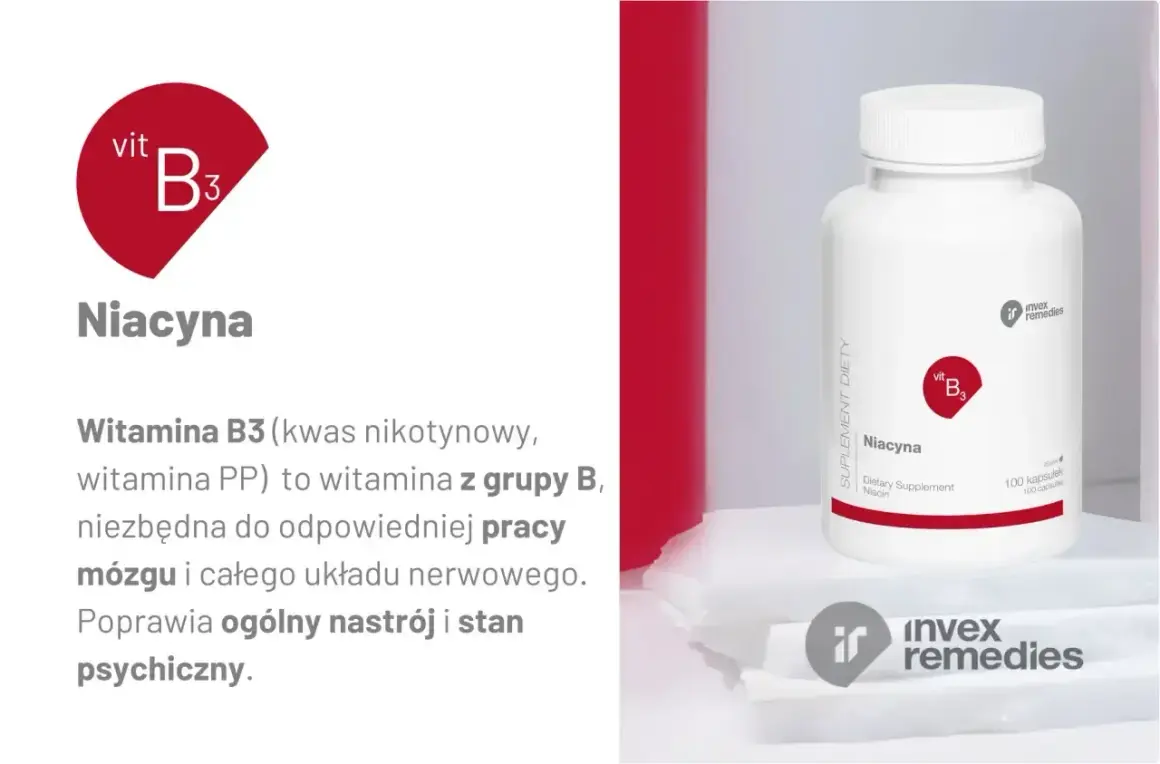 Niacyna (witamina B3) to kluczowy suplement diety dla mózgu i układu nerwowego. Poprawia nastrój i stan psychiczny.