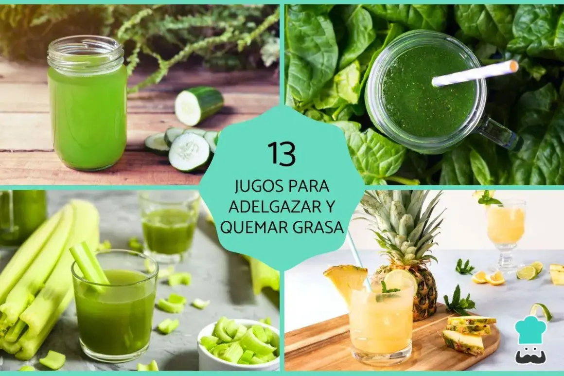 Batidos verdes y amarillos, ideales como jugo verde para bajar de peso. Ingredientes frescos como pepino, apio y piña.