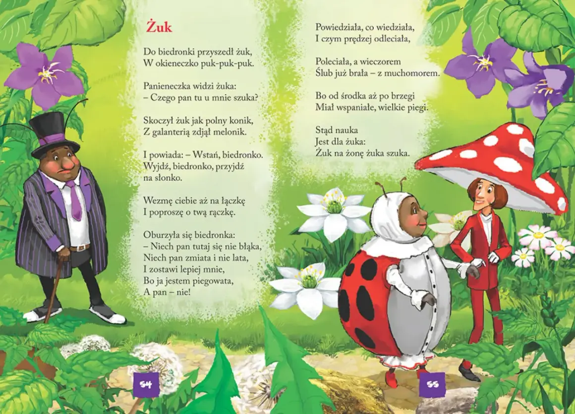 Zabawne wiersze znanych poetów: żuk zaleca się do biedronki, która odmawia, bo woli muchomora.