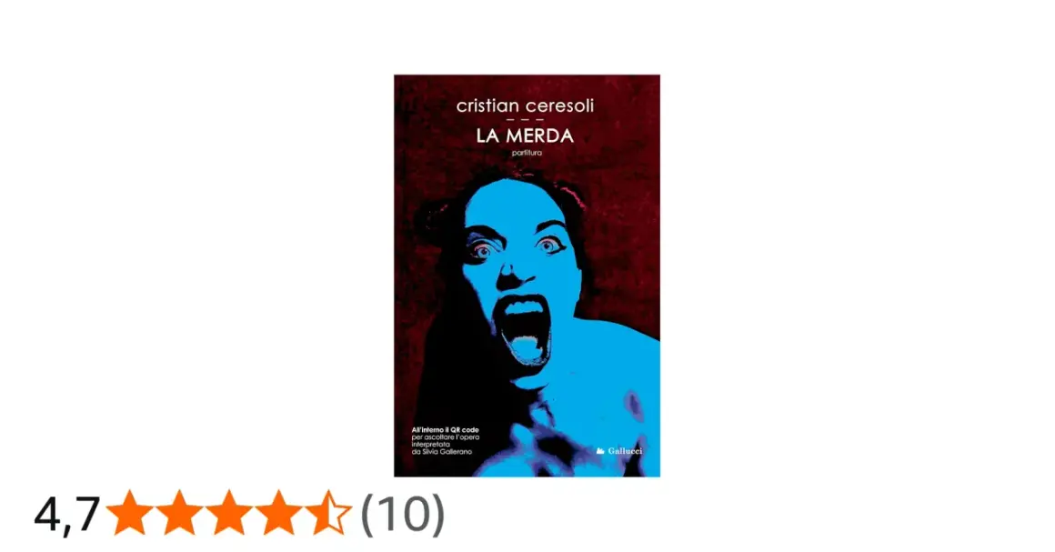 Copertina del libro "La Merda" di Cristian Ceresoli, con un volto urlante in blu su sfondo scuro. Un'opera che esplora la natura della merda.