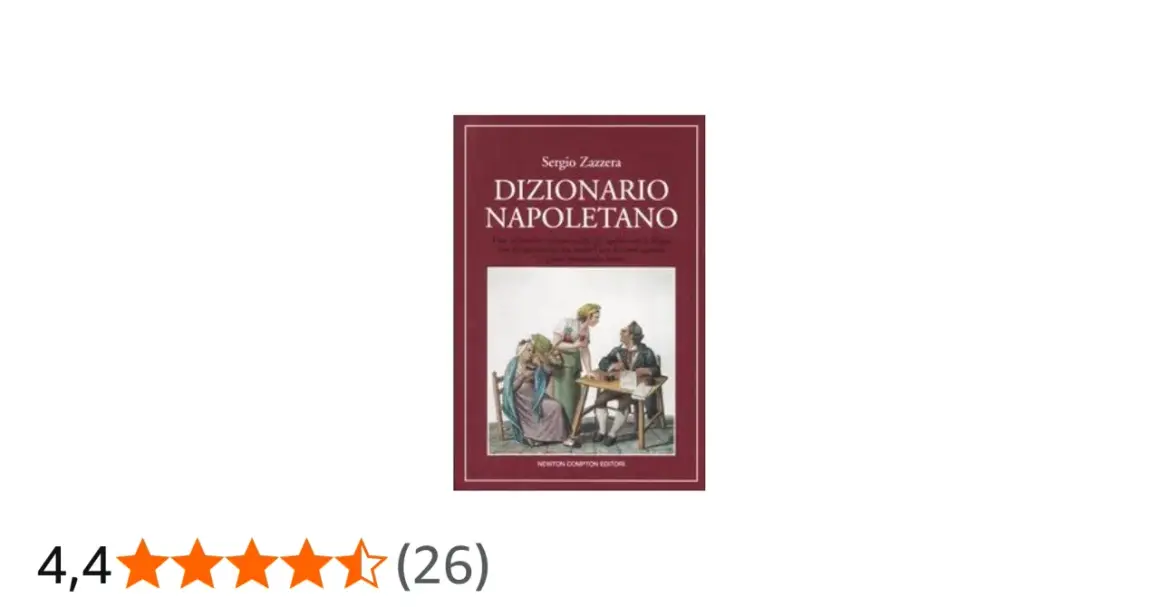 Copertina del "Dizionario Napoletano" di Sergio Zazzera. Un invito a "andiamocene in napoletano" per scoprire la lingua.