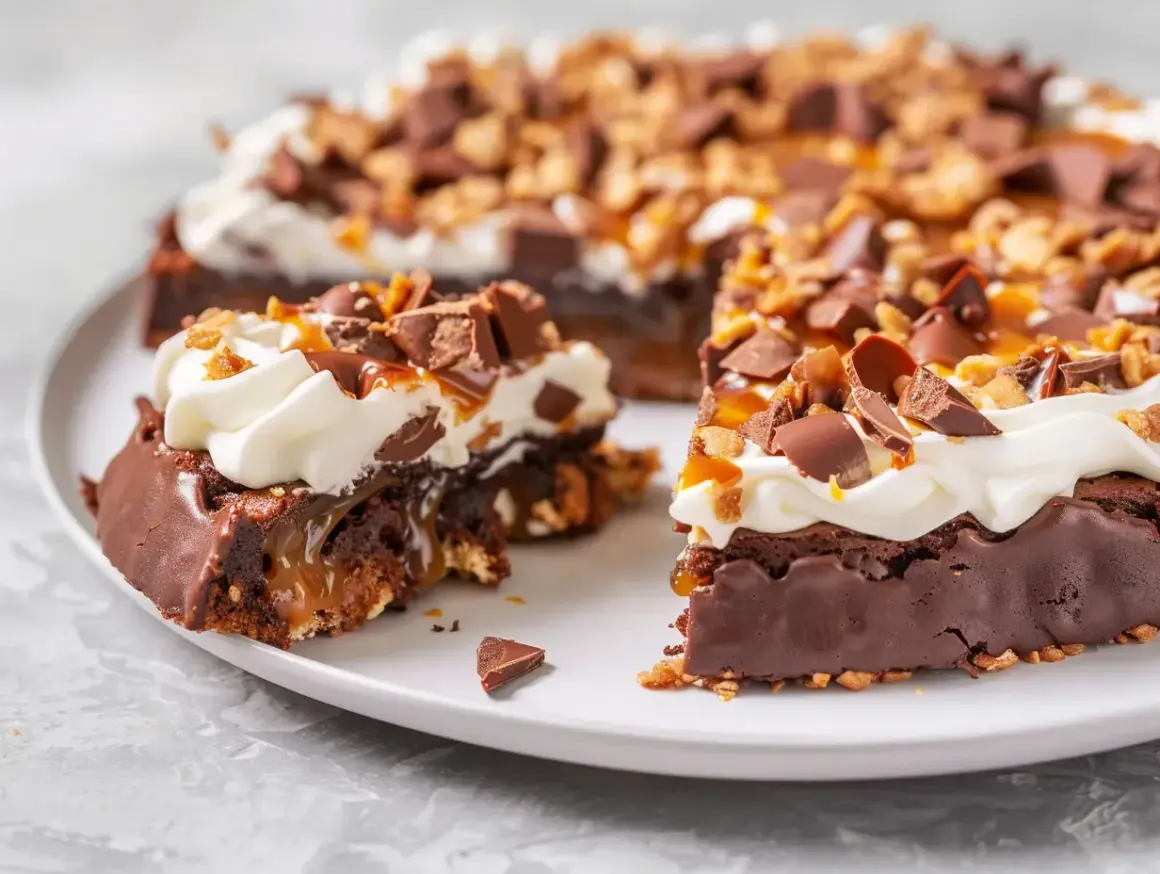En saftig toscakaka choklad med fluffig grädde, kolasås och chokladbitar. En dröm för alla chokladälskare!