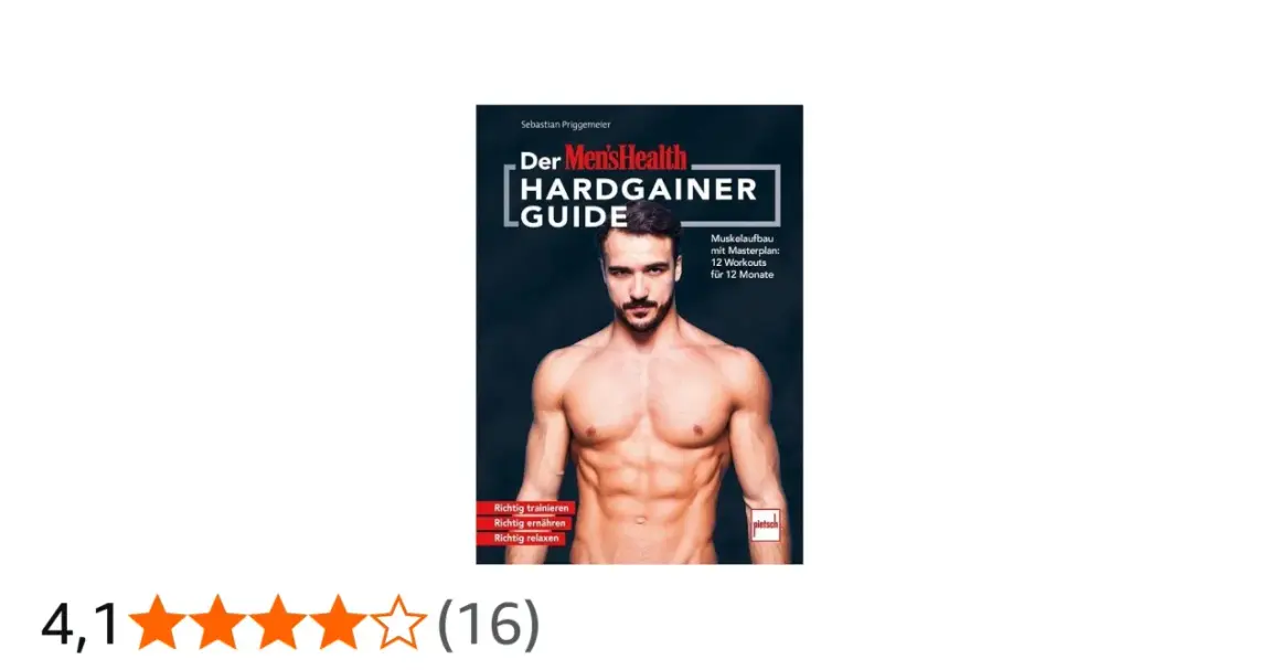 Der "Men's Health Hardgainer Guide" mit einem Mann mit Sixpack. Enthält einen Trainingsplan für Muskelaufbau.