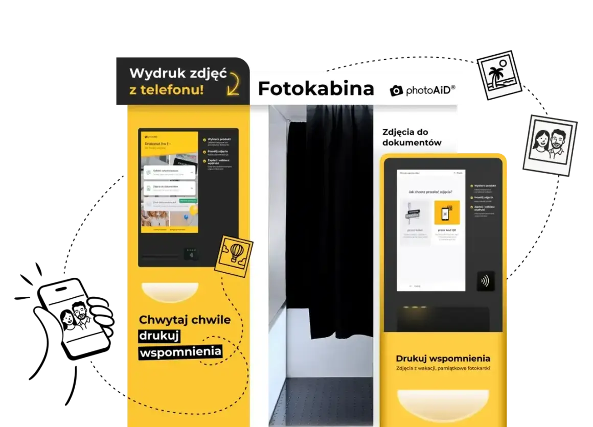 Aplikacja do wywoływania zdjęć z telefonu. Fotokabina PhotoAid umożliwia druk wspomnień, zdjęć do dokumentów i pamiątkowych fotokartek.