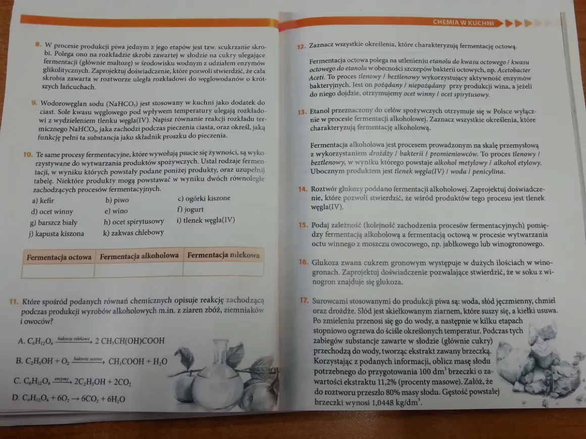 Reakcja C6H12O6 → 2C2H5OH + 2CO2 opisuje fermentację alkoholową, gdzie glukoza (c6h5oh) przekształca się w alkohol etylowy.