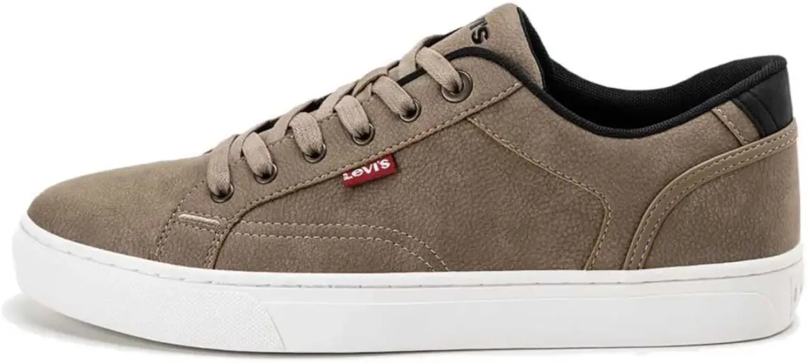 Scarpe Levis uomo in similpelle marrone con suola bianca. Perfette per un look casual e alla moda.