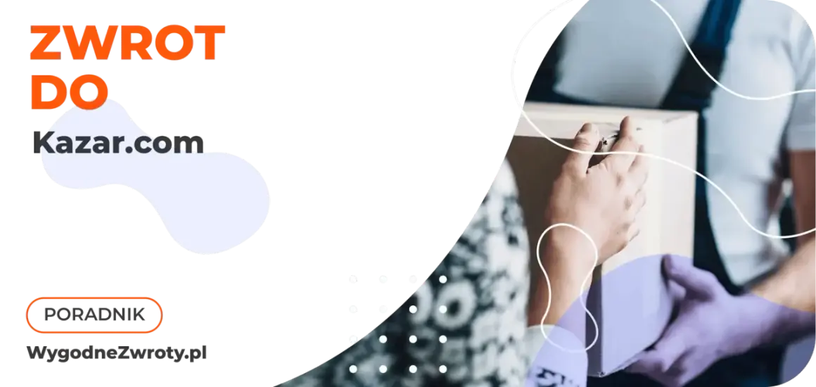 Kazar.com - wygodne zwroty. Dwie osoby przekazują sobie paczkę, symbolizując łatwy proces zwrotu.
