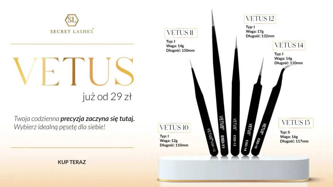 Pęsety Vetus od Secret Lashes – precyzja dla Twoich rzęs. Różne modele, idealne do każdej stylizacji.