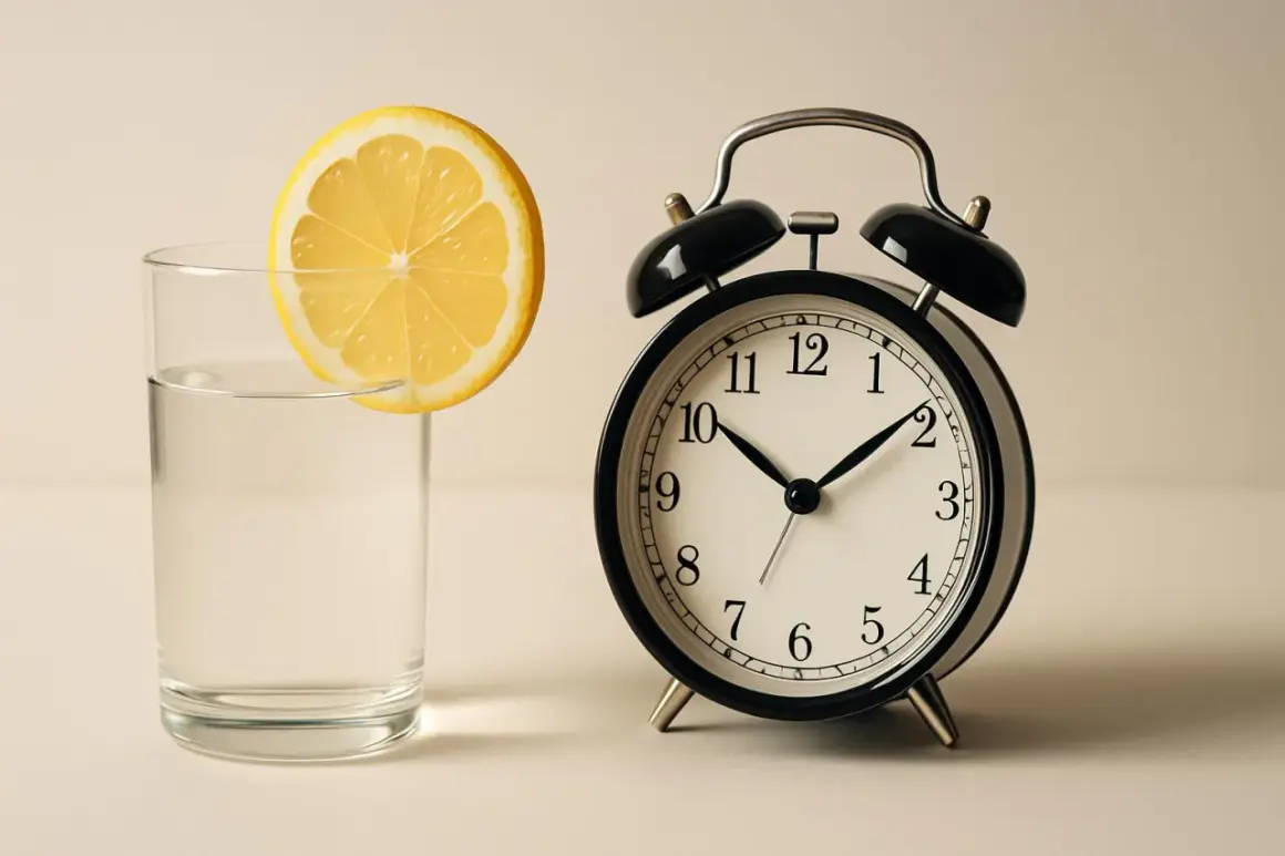 Sveglia che suona, è ora di un rinfrescante bicchiere di acqua e limone al mattino.