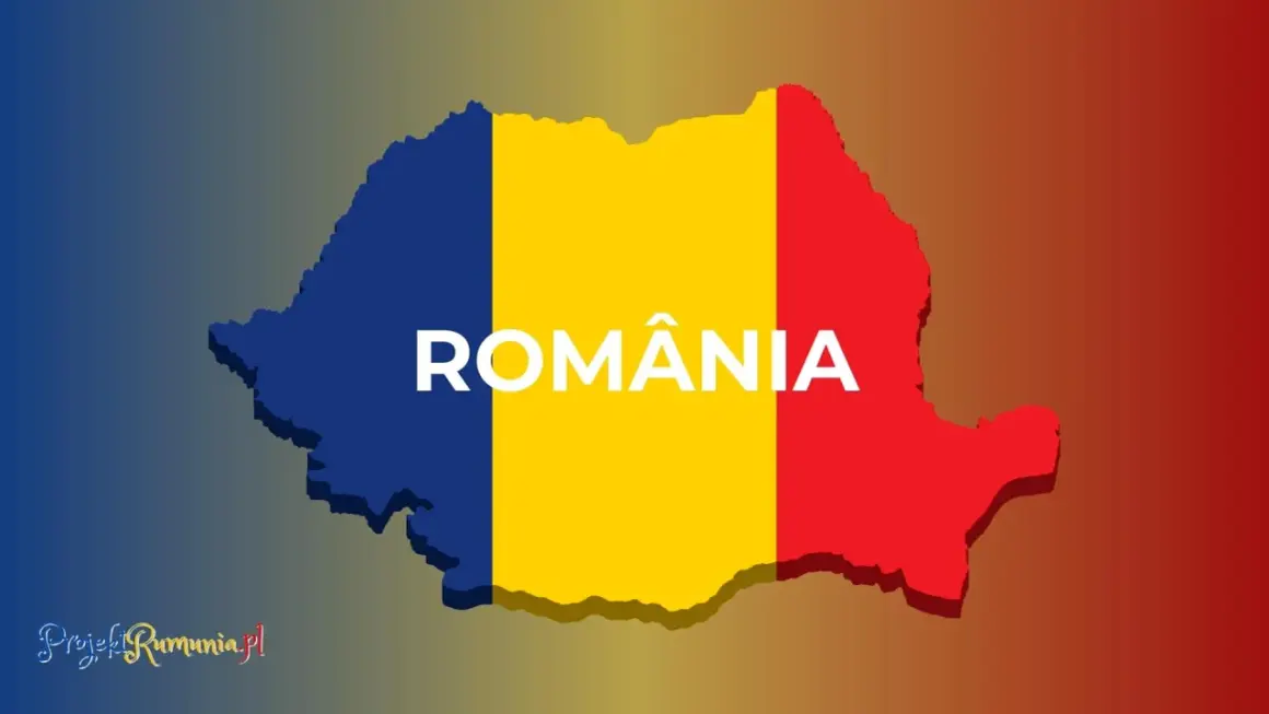 Mapa Rumunii z flagą narodową. Odpowiedź na pytanie: czy Rumunia jest w Unii? Tak, Rumunia jest członkiem Unii Europejskiej.