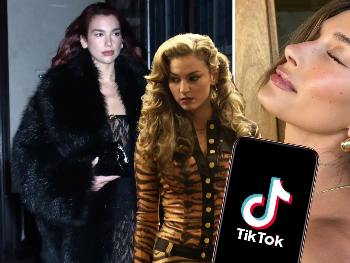 Dua Lipa i annan kvinna med tigerprint, en TikTok-logga och en närbild på en kvinna. Kanske en framtida mob wife-trend?