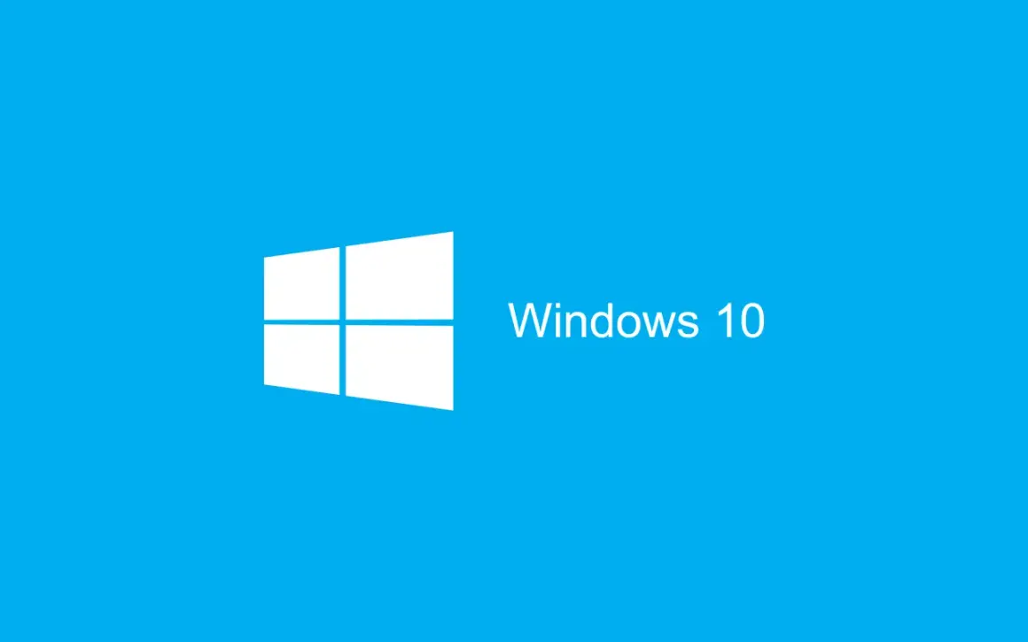 Logo Windows 10 na niebieskim tle.
