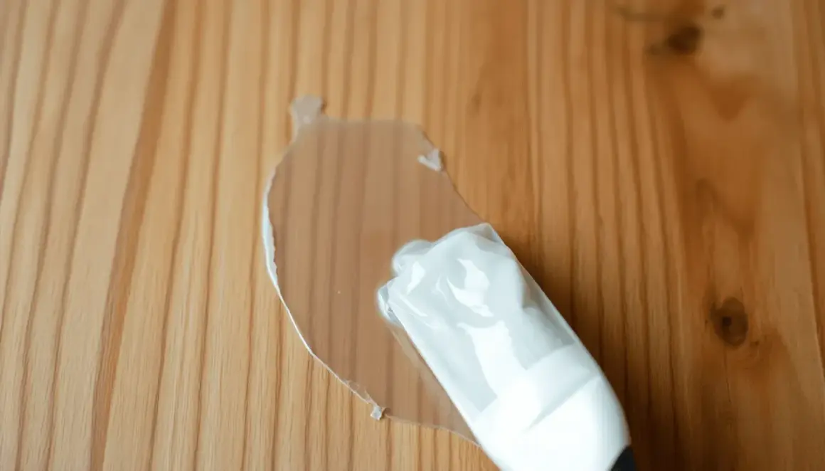 Une nouvelle lasure transparente recouvre une ancienne lasure sur un bois clair.