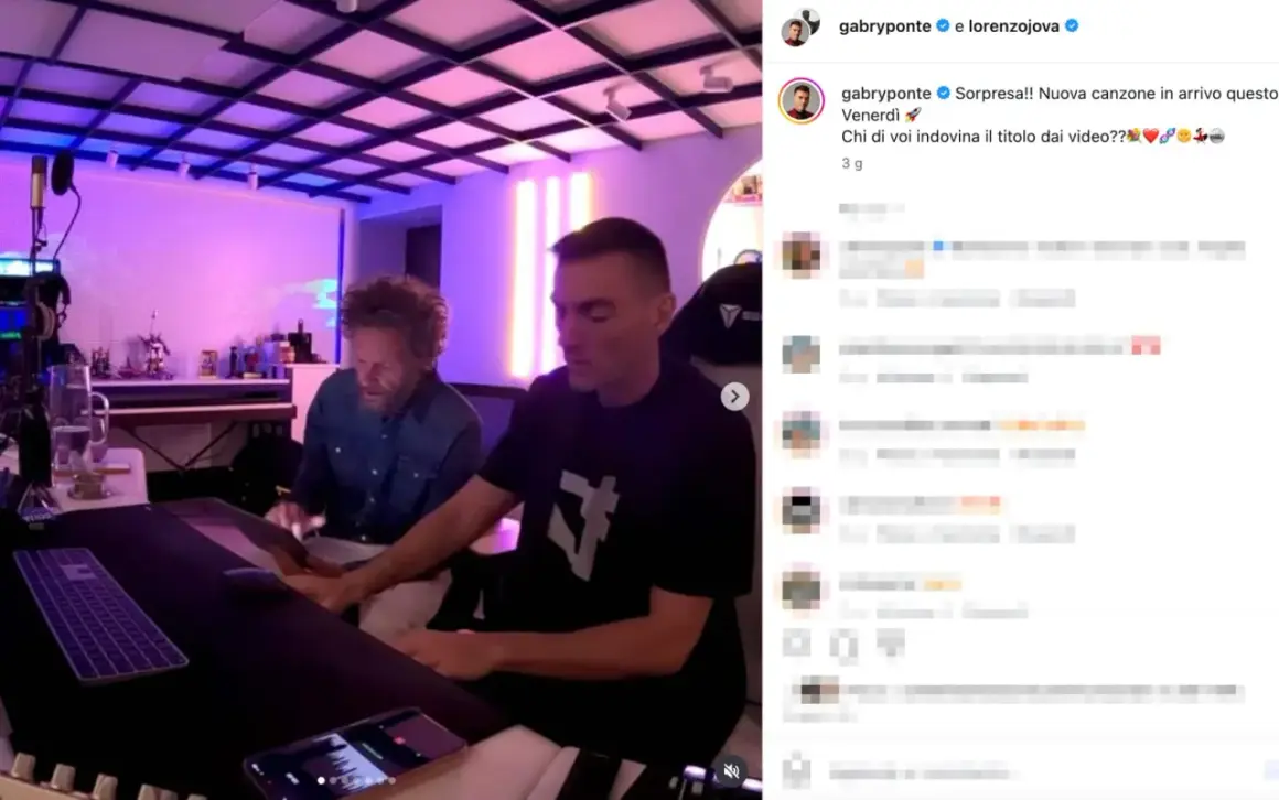 Due artisti in studio creano musica, un'anticipazione de "il piu grande spettacolo dopo il big bang testo".