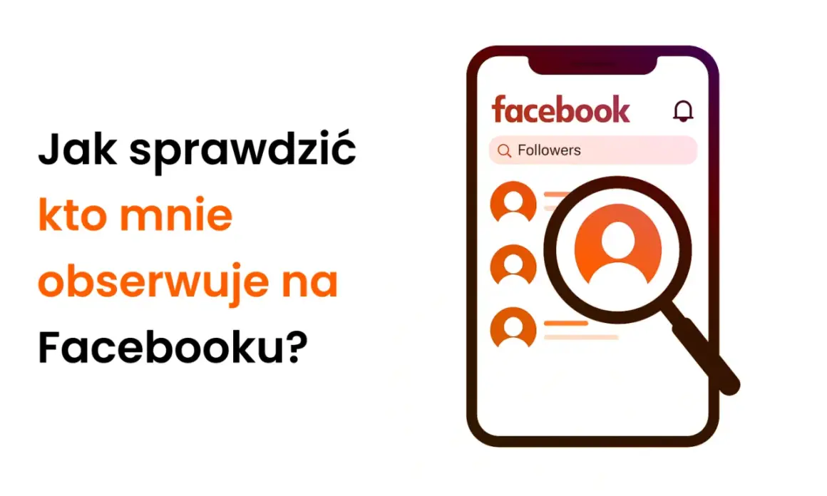 Jak sprawdzić kto mnie obserwuje na Facebooku? Ikona lupy nad listą obserwujących na ekranie telefonu.