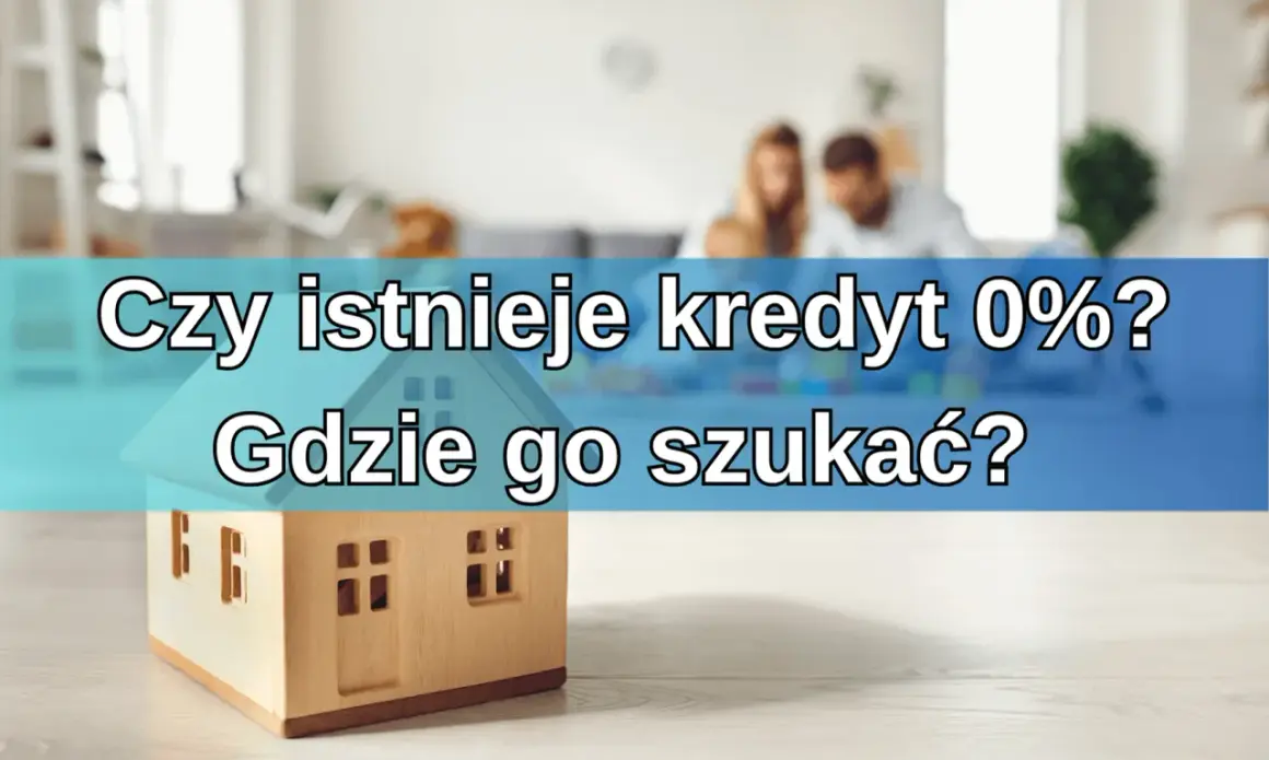 Drewniany model domu na tle rodziny. Czy istnieje kredyt 0%? Gdzie go szukać?