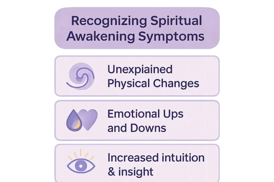 Erkennen von spirituelles erwachen symptome: unerklärliche körperliche Veränderungen, emotionale Höhen und Tiefen, gesteigerte Intuition & Einsicht.