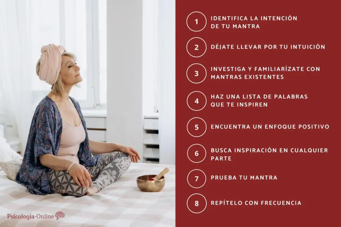 Mujer meditando en posición de loto, con un cuenco tibetano. Guía para crear tu mantra de vida.