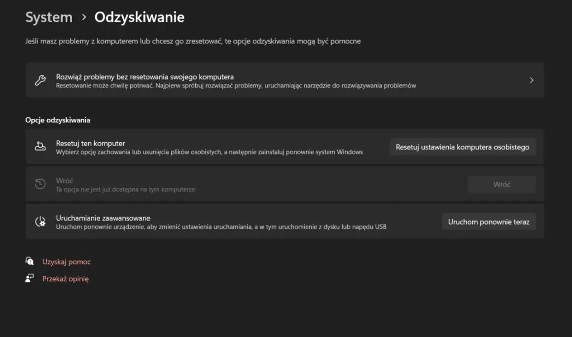 Jak zresetować Windows 10 do ustawień fabrycznych bez utraty danych