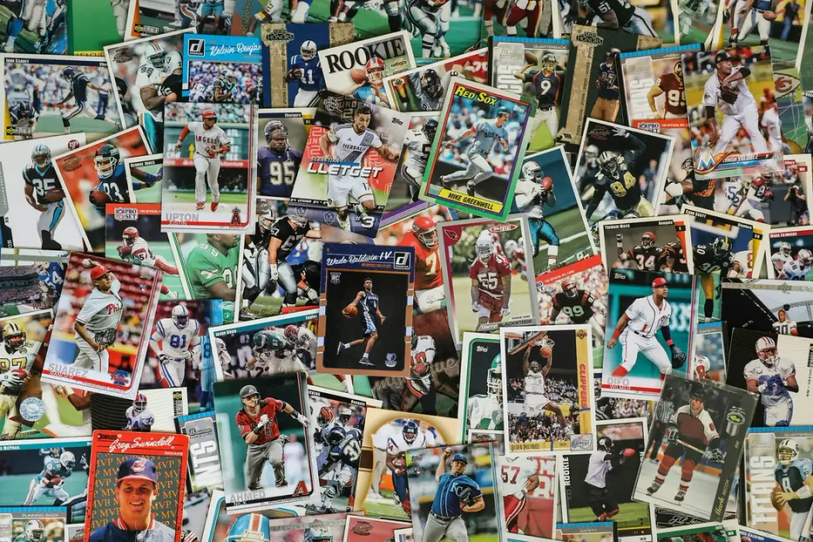 A vibrant collage of sports trading cards, showcasing baseball, basketball, and football players. This collection hints at the world of art consignment, where such memorabilia finds new owners.