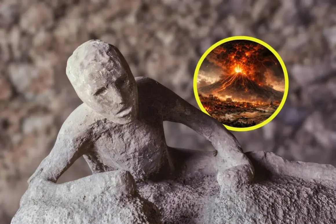 El molde de yeso de una víctima de la erupción del Vesubio, que devastó Pompeya y Herculano, evoca la tragedia.