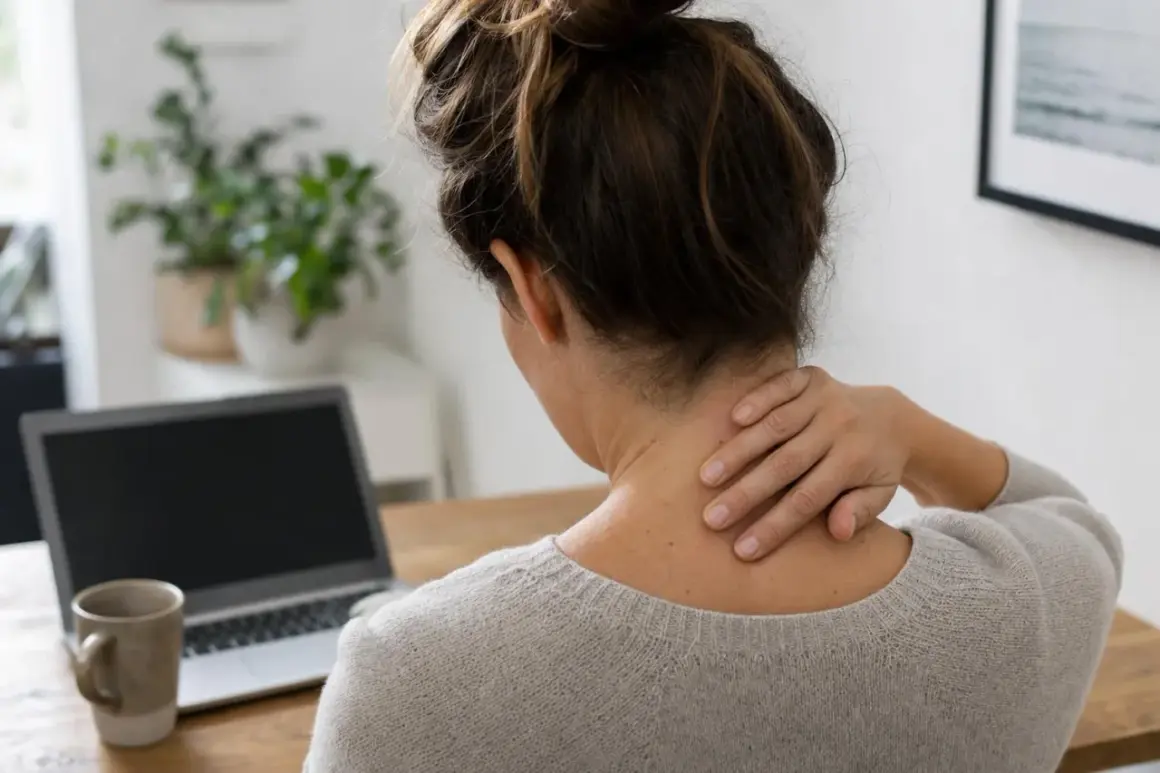 Donna con mano sul collo, che soffre di cervicobrachialgia. Quanto dura questo dolore?
