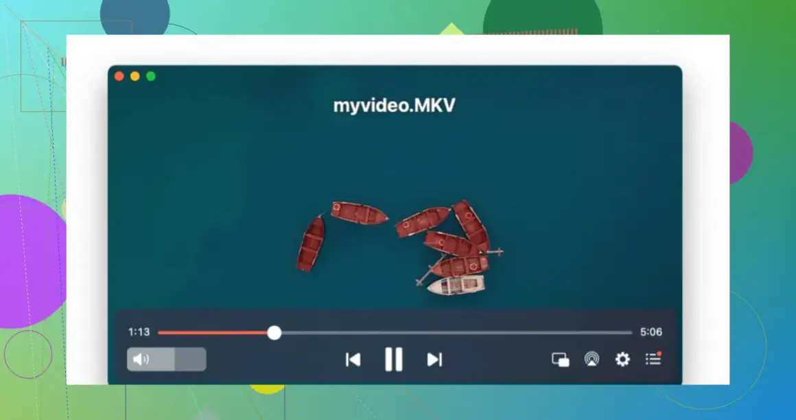 A video player shows a cluster of small boats on the water, playing a file named "myvideo.MKV".